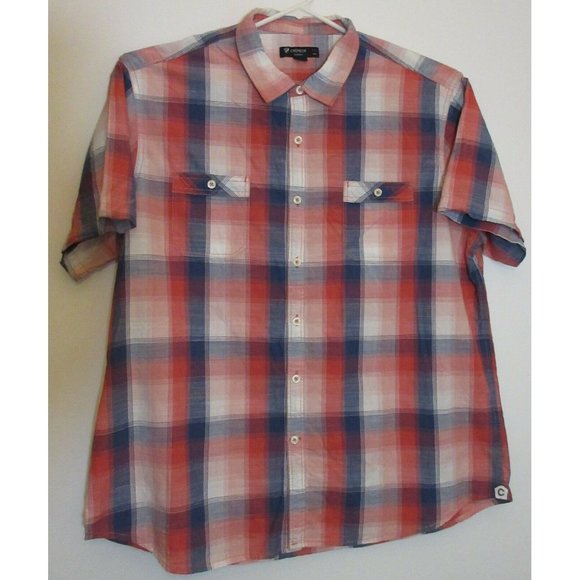Cremieux 38 Classics Mens Short Sleeve Cotton Large Red Blue Checks Shirt XXL - Picture 1 of 11